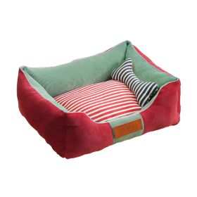 Pet Bolster Bed (Design: Red/Green)